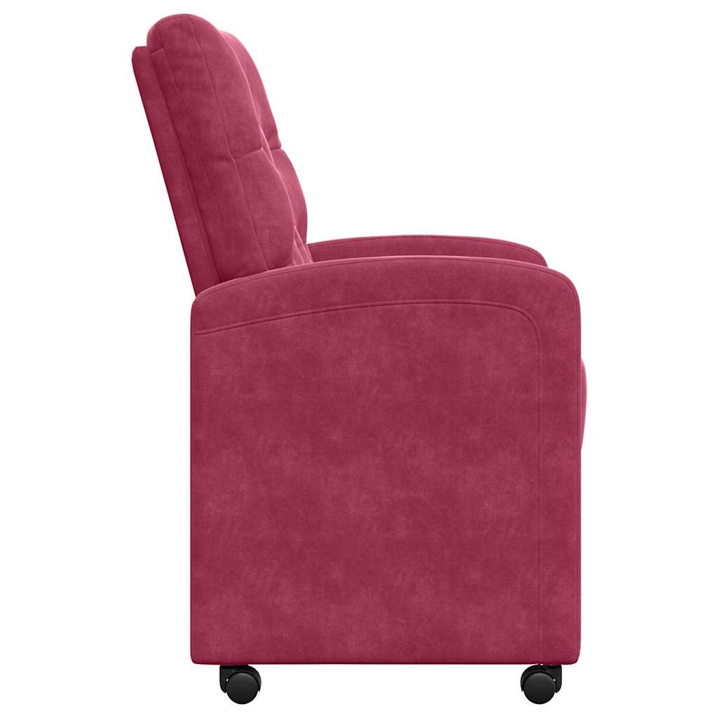 Spisebordsstole med hjul 2 pcs Vinrød 58 x 67 x 97 cm Fløjl