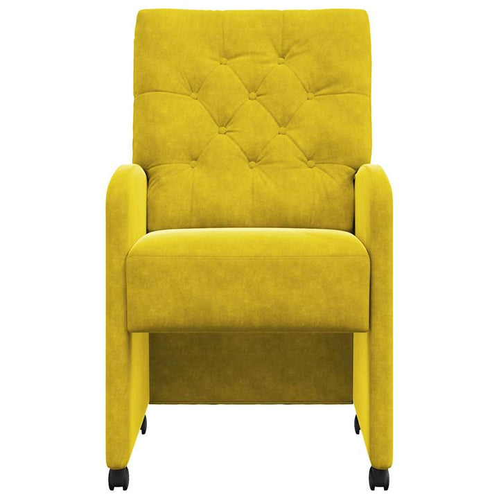 Spisebordsstole med hjul 2 stk. Fløjl Gul 58 x 67 x 97 cm