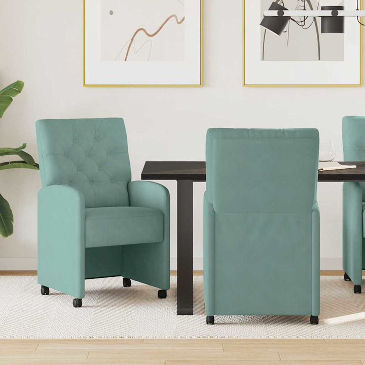 Spisebordsstole med hjul 2 pcs havgrøn 58 x 67 x 97 cm Fløjl