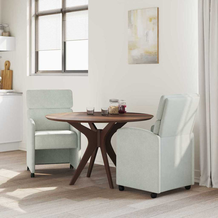 Spisebordsstole med hjul 2 pcs Lysegrå 58 x 65 x 98 cm Fløjl