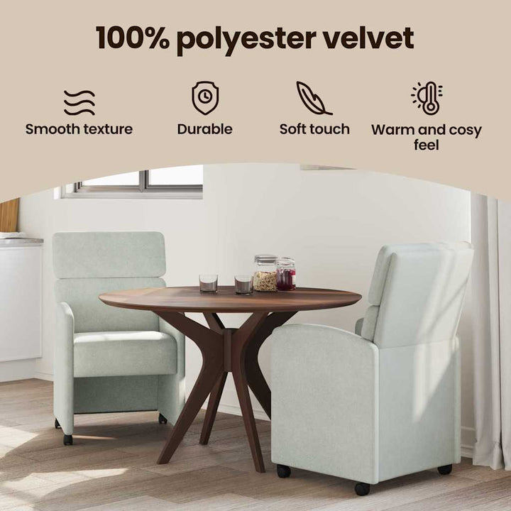 Spisebordsstole med hjul 2 pcs Lysegrå 58 x 65 x 98 cm Fløjl