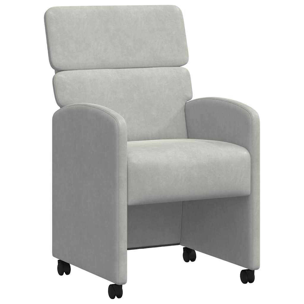 Spisebordsstole med hjul 2 pcs Lysegrå 58 x 65 x 98 cm Fløjl
