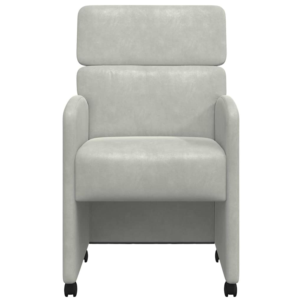 Spisebordsstole med hjul 2 pcs Lysegrå 58 x 65 x 98 cm Fløjl