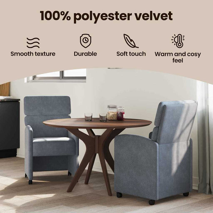 Spisebordsstole med hjul 2 pcs Mørkegrå 58 x 65 x 98 cm Fløjl