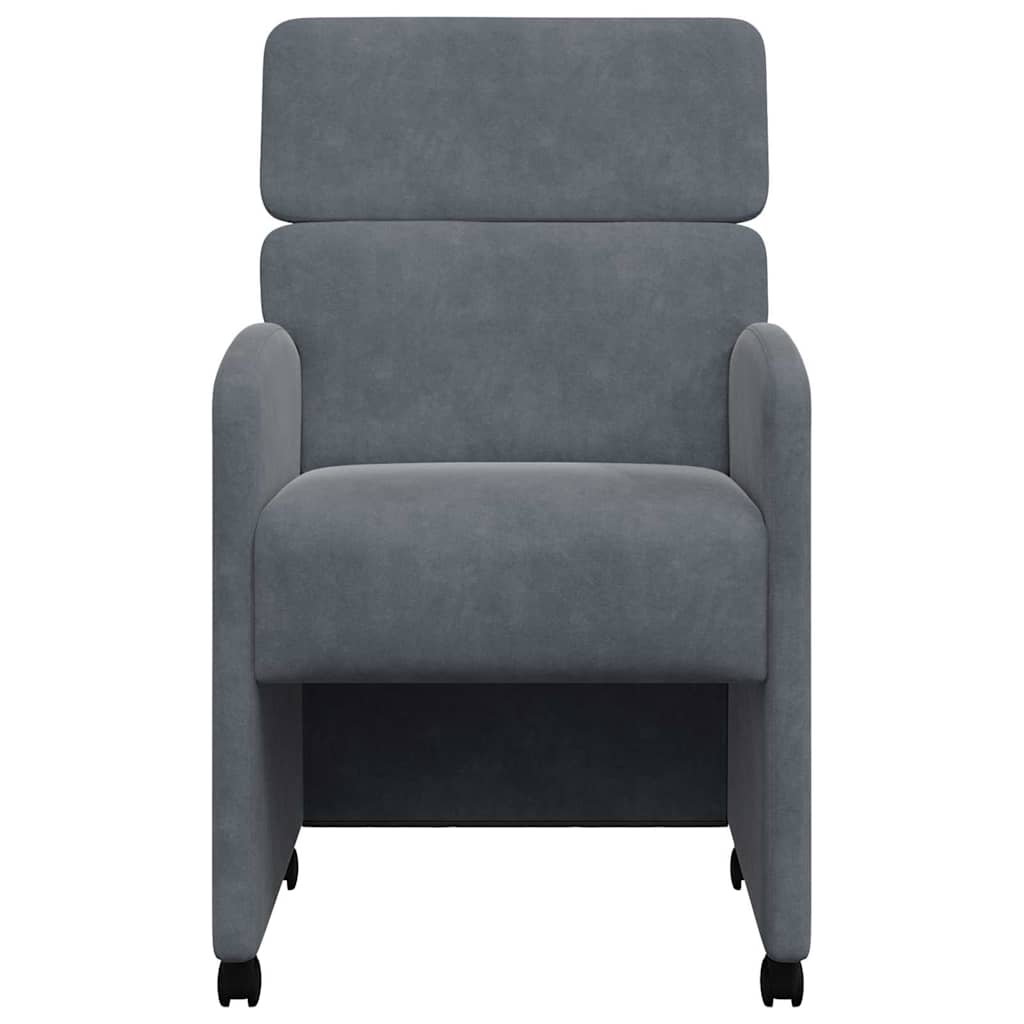 Spisebordsstole med hjul 2 pcs Mørkegrå 58 x 65 x 98 cm Fløjl
