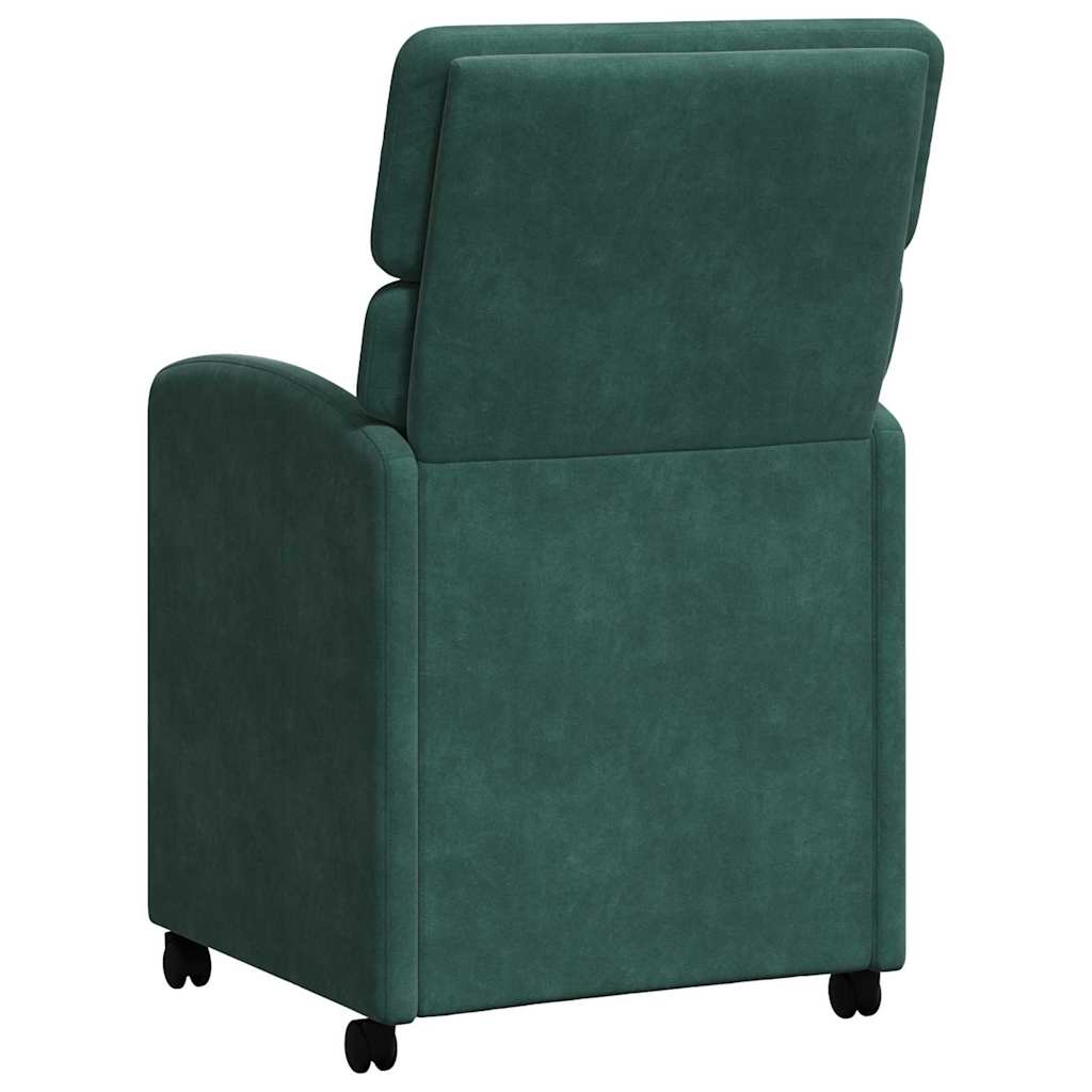 Spisebordsstole med hjul 2 pcs Mørkegrøn 58 x 65 x 98 cm Fløjl