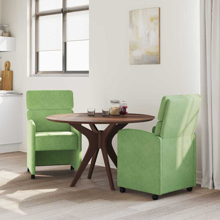 Spisebordsstole med hjul 2 pcs Lysegrøn 58 x 65 x 98 cm Fløjl
