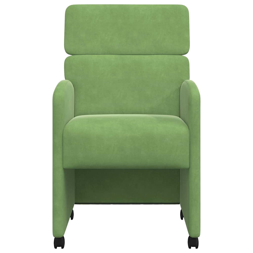 Spisebordsstole med hjul 2 pcs Lysegrøn 58 x 65 x 98 cm Fløjl