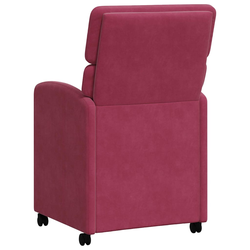 Spisebordsstole med hjul 2 pcs Vinrød 58 x 65 x 98 cm Fløjl