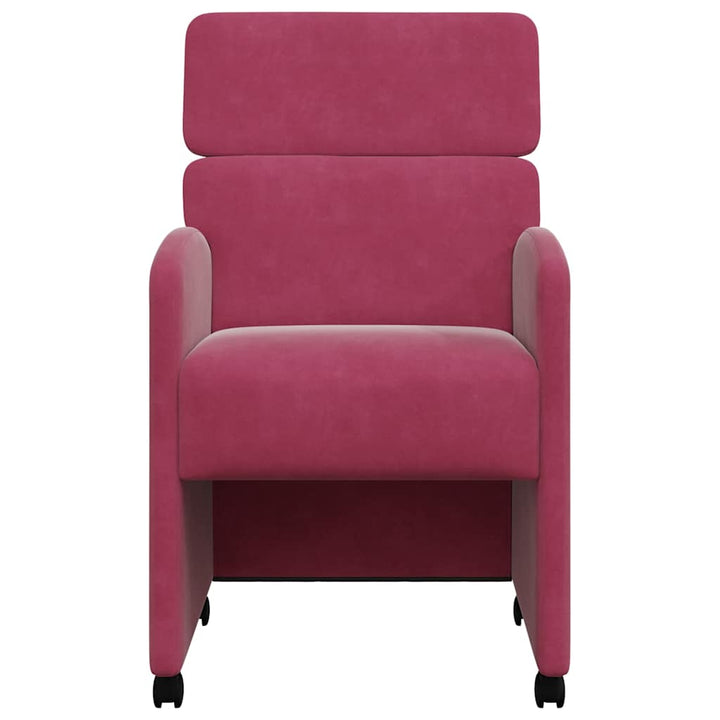 Spisebordsstole med hjul 2 pcs Vinrød 58 x 65 x 98 cm Fløjl