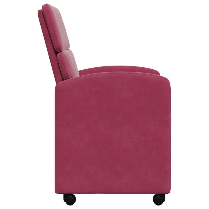 Spisebordsstole med hjul 2 pcs Vinrød 58 x 65 x 98 cm Fløjl