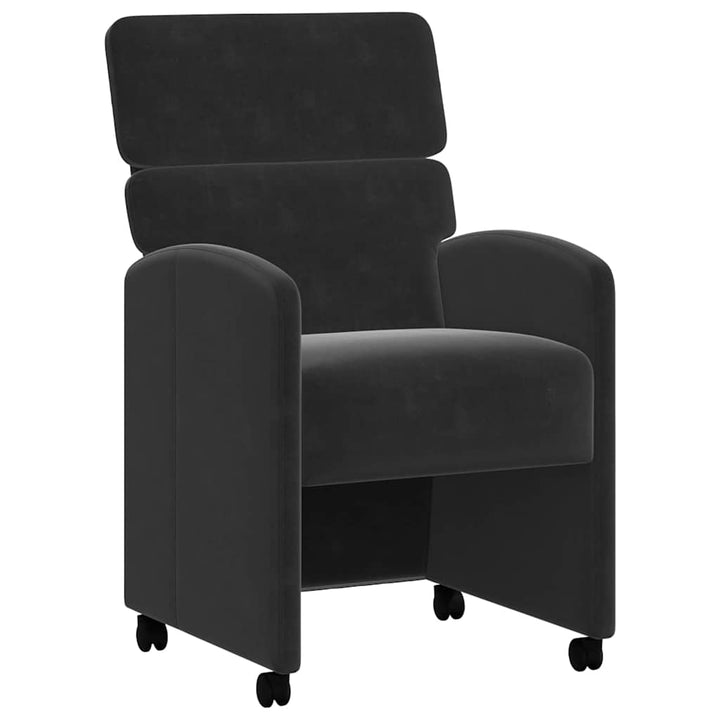 Spisebordsstole med hjul 2 pcs Sort 58 x 65 x 98 cm Fløjl