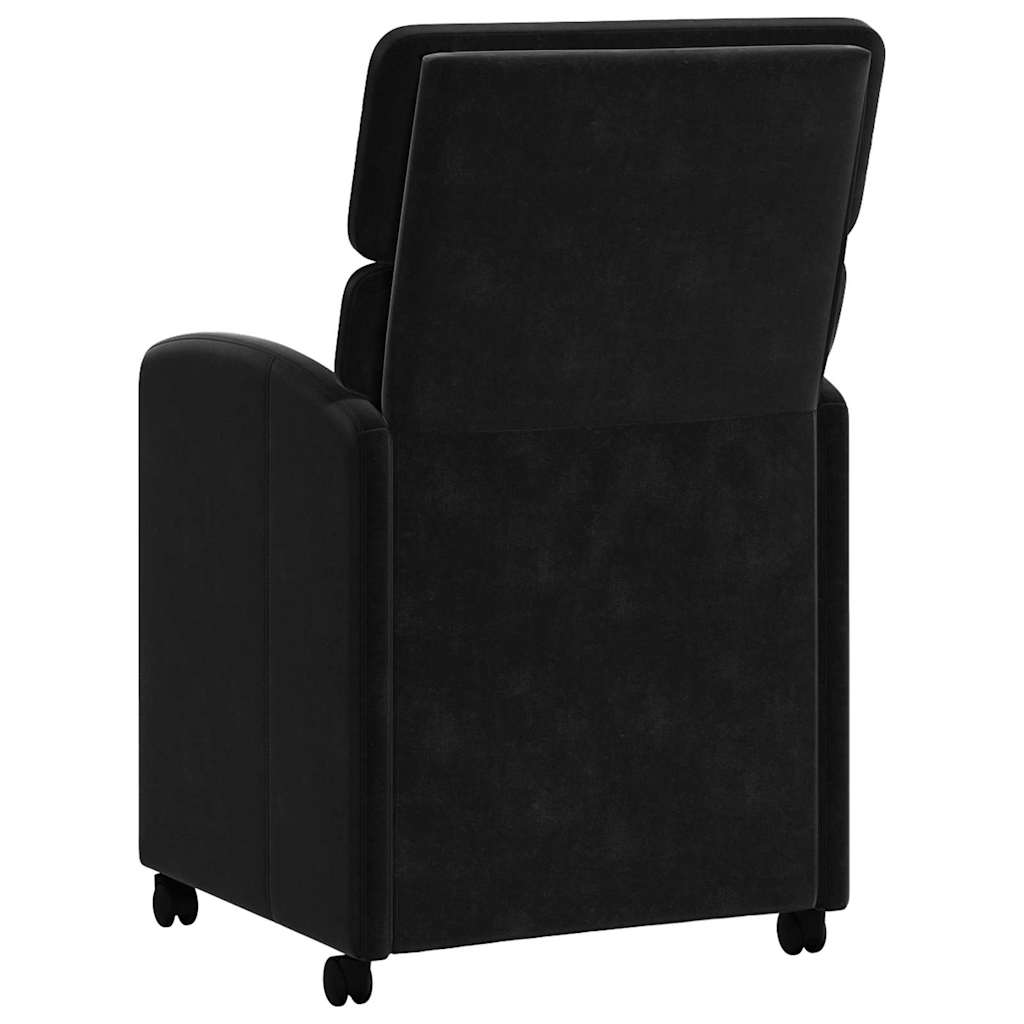 Spisebordsstole med hjul 2 pcs Sort 58 x 65 x 98 cm Fløjl