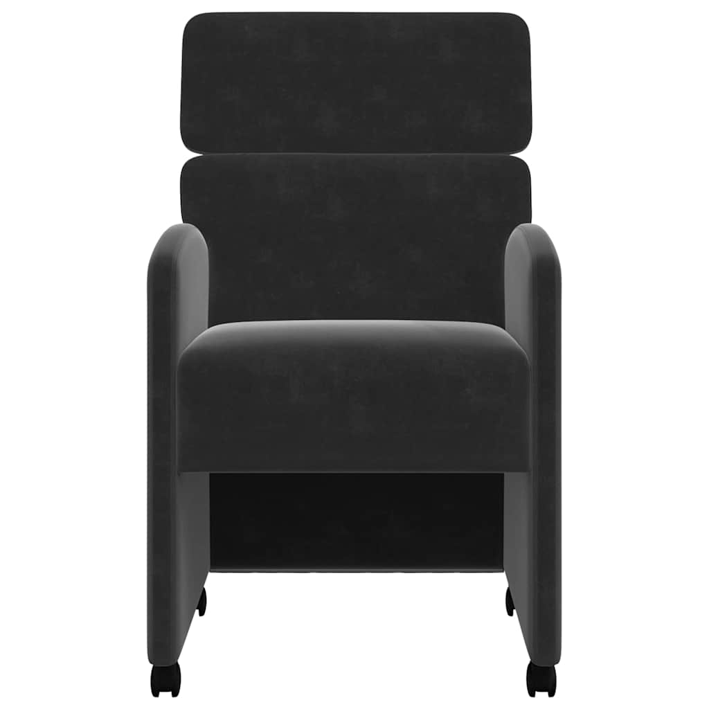 Spisebordsstole med hjul 2 pcs Sort 58 x 65 x 98 cm Fløjl