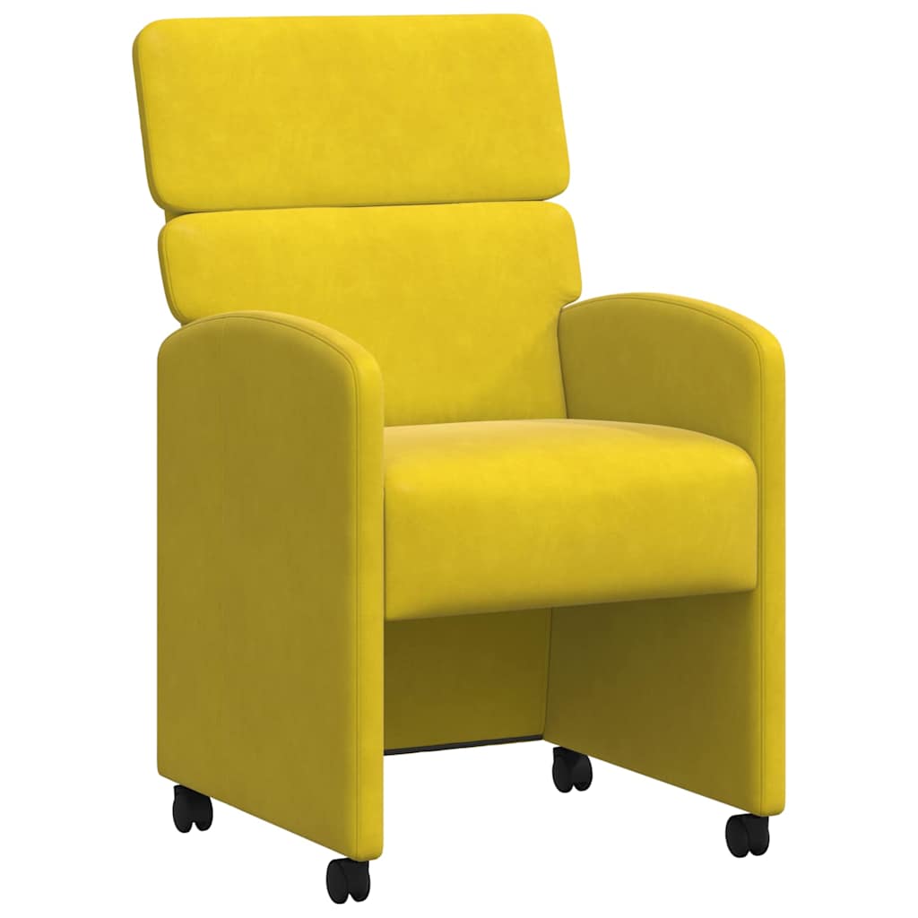 Spisebordsstole med hjul 2 pcs Gul 58 x 65 x 98 cm Fløjl