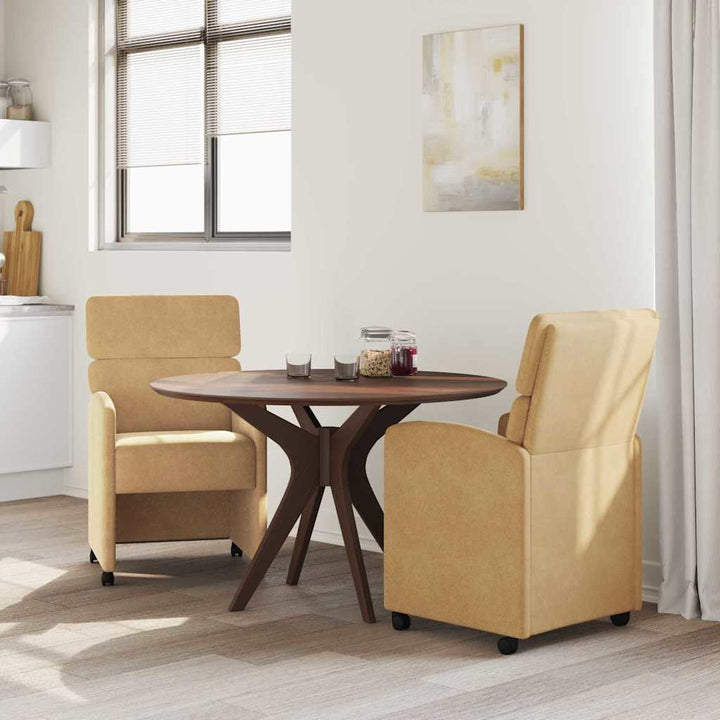 Spisebordsstole med hjul 2 pcs Brun 58 x 65 x 98 cm Fløjl