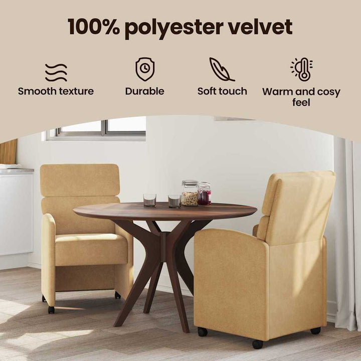 Spisebordsstole med hjul 2 pcs Brun 58 x 65 x 98 cm Fløjl
