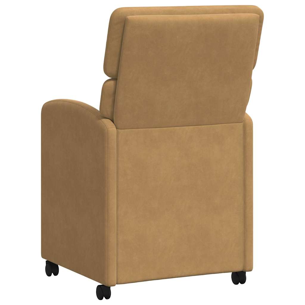 Spisebordsstole med hjul 2 pcs Brun 58 x 65 x 98 cm Fløjl