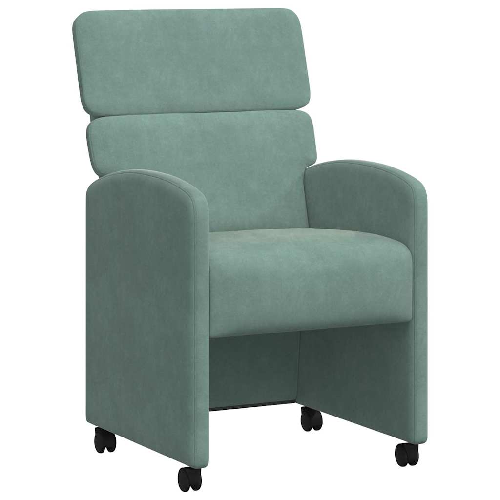 Spisebordsstole med hjul 2 pcs havgrøn 58 x 65 x 98 cm Fløjl