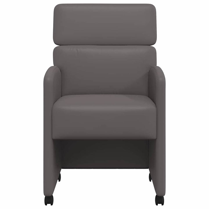 Spisebordsstole med hjul 2 stk. Kunstlæder Grå 58 x 65 x 98 cm