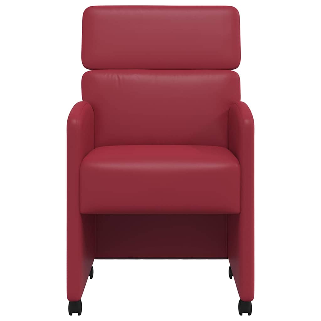 Spisebordsstole med hjul med hjul 2 pcs Vinrød 58 x 65 x 98 cm