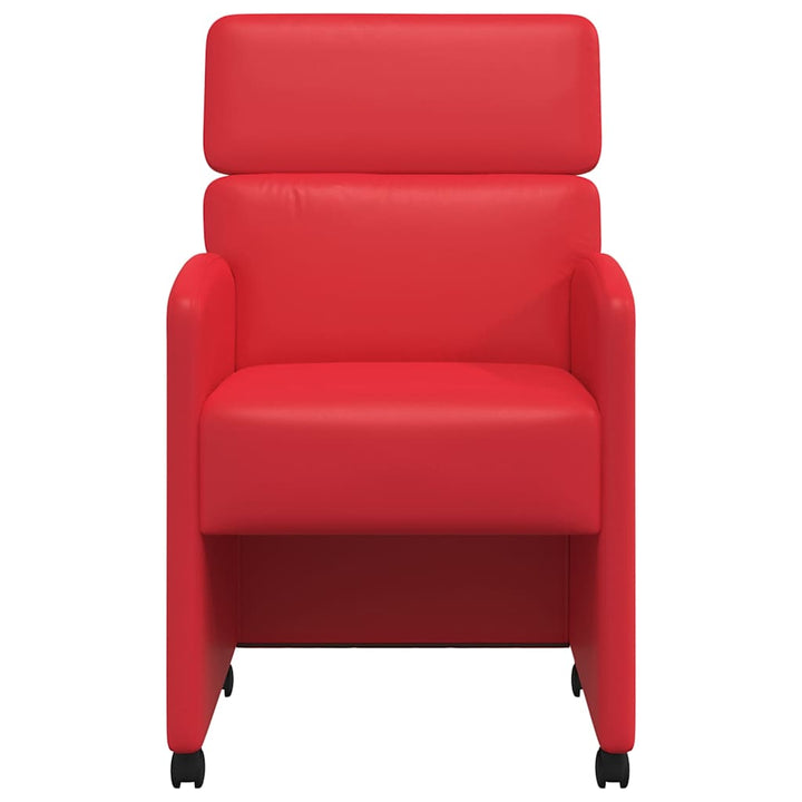 Spisebordsstole med hjul 2 pcs Rød 58 x 65 x 98 cm Kunstlæder