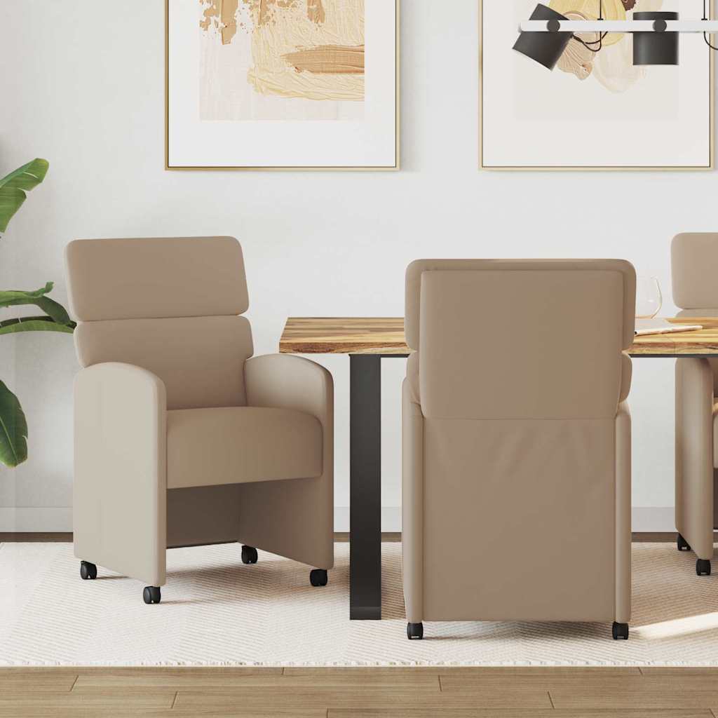 Spisebordsstole med hjul 2 pcs Cappuccino 58 x 65 x 98 cm