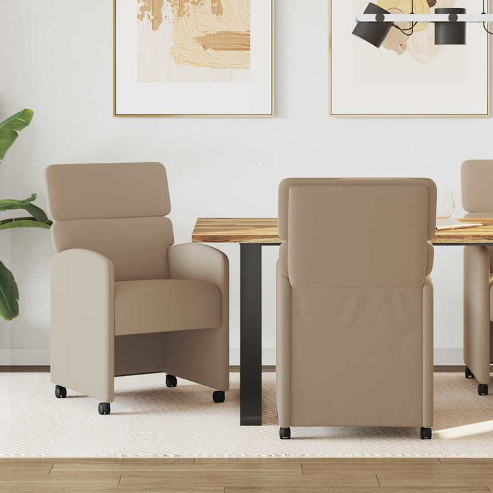 Spisebordsstole med hjul 2 pcs Cappuccino 58 x 65 x 98 cm