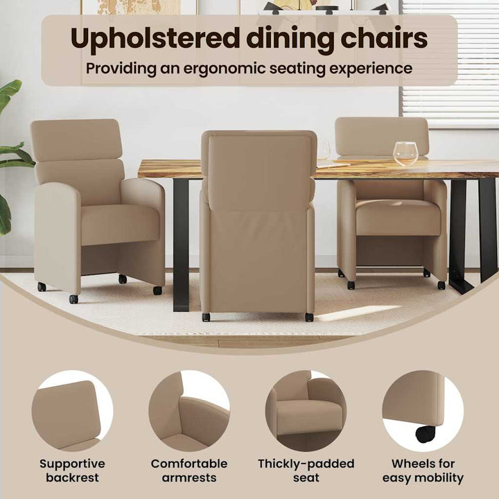 Spisebordsstole med hjul 2 pcs Cappuccino 58 x 65 x 98 cm
