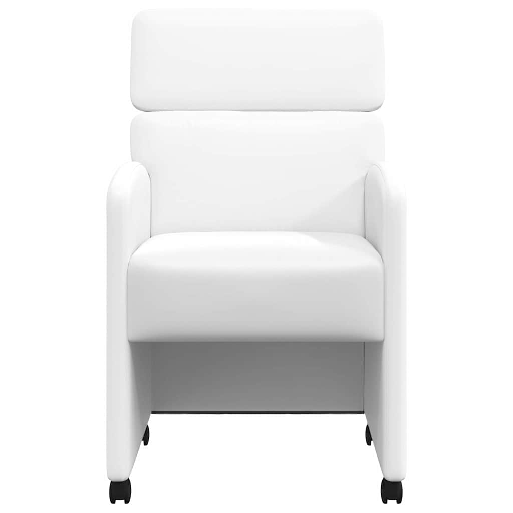 Spisebordsstole med hjul 2 pcs Hvid 58 x 65 x 98 cm Kunstlæder