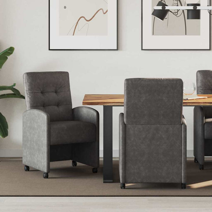 Spisebordsstole med hjul 2 pcs Sort 58 x 67 x 97 cm Kunstlæder