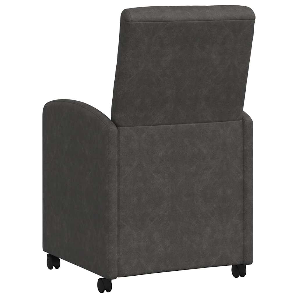 Spisebordsstole med hjul 2 pcs Sort 58 x 67 x 97 cm Kunstlæder