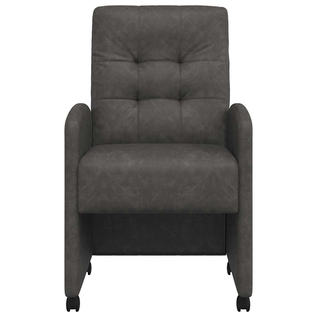 Spisebordsstole med hjul 2 pcs Sort 58 x 67 x 97 cm Kunstlæder