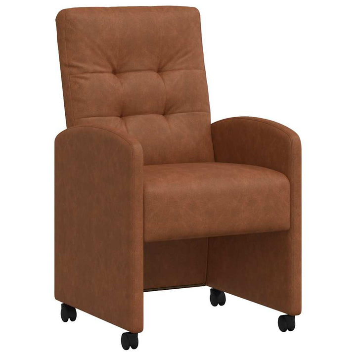 Spisebordsstole med hjul 2 pcs Brun 58 x 67 x 97 cm Kunstlæder