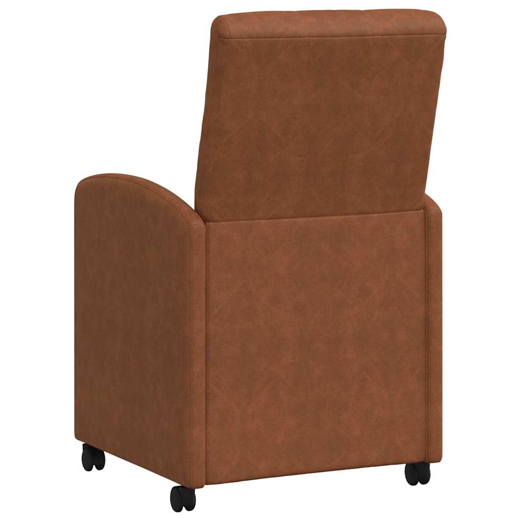 Spisebordsstole med hjul 2 pcs Brun 58 x 67 x 97 cm Kunstlæder