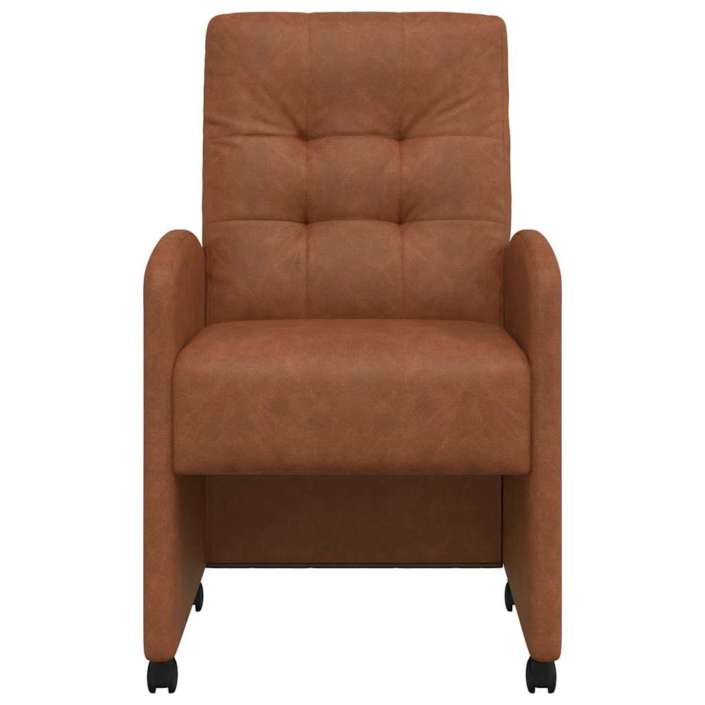 Spisebordsstole med hjul 2 pcs Brun 58 x 67 x 97 cm Kunstlæder