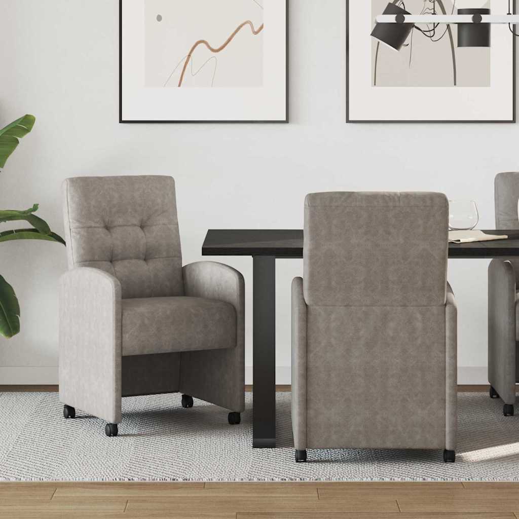 Spisebordsstole med hjul 2 pcs Grå 58 x 67 x 97 cm Kunstlæder