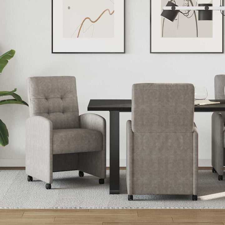 Spisebordsstole med hjul 2 pcs Grå 58 x 67 x 97 cm Kunstlæder