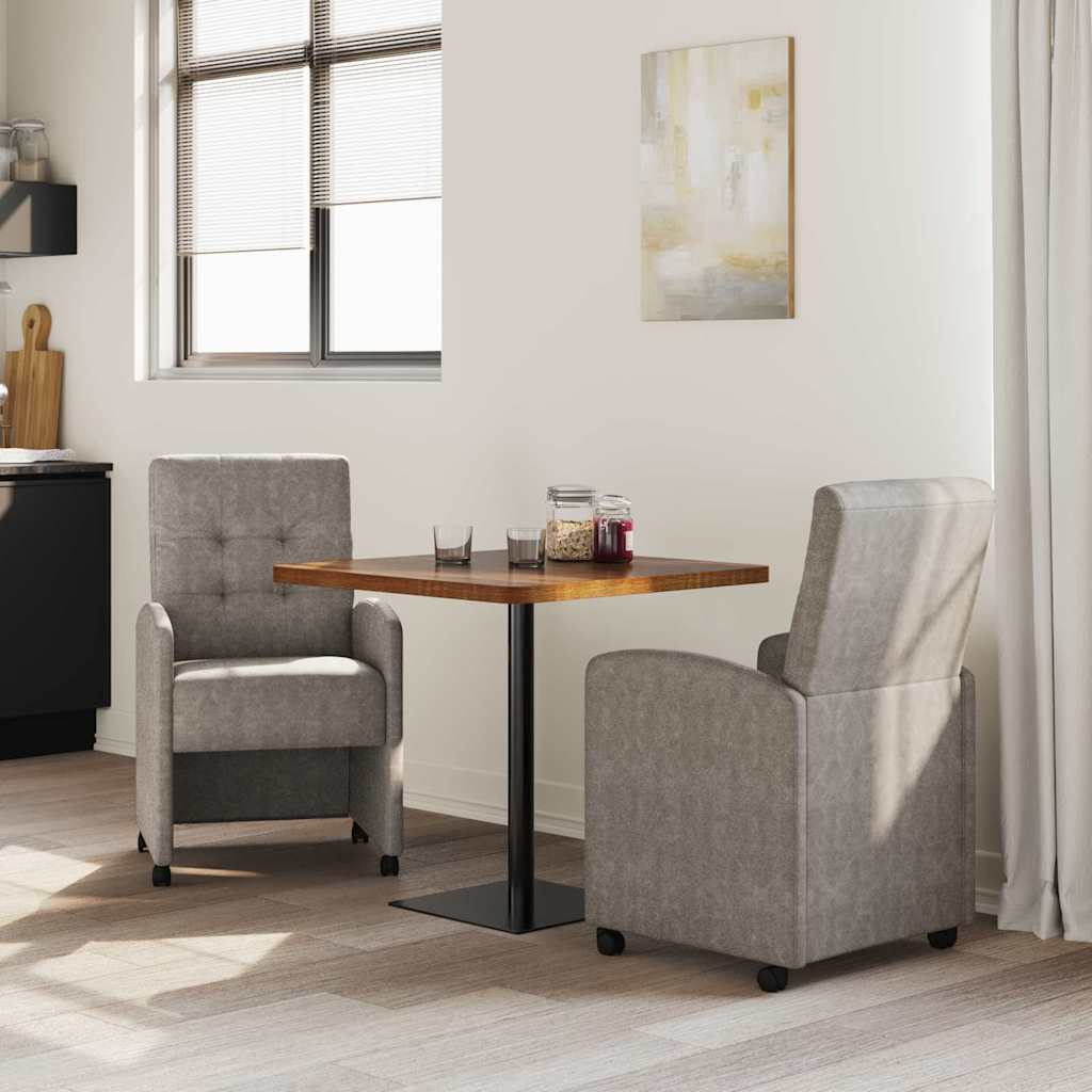 Spisebordsstole med hjul 2 pcs Grå 58 x 67 x 97 cm Kunstlæder