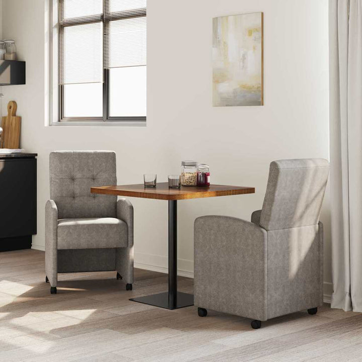 Spisebordsstole med hjul 2 pcs Grå 58 x 67 x 97 cm Kunstlæder
