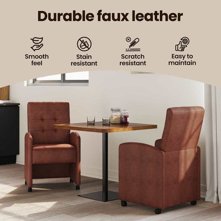 Spisebordsstole med hjul 2 pcs Skinnende brun 58 x 67 x 97 cm