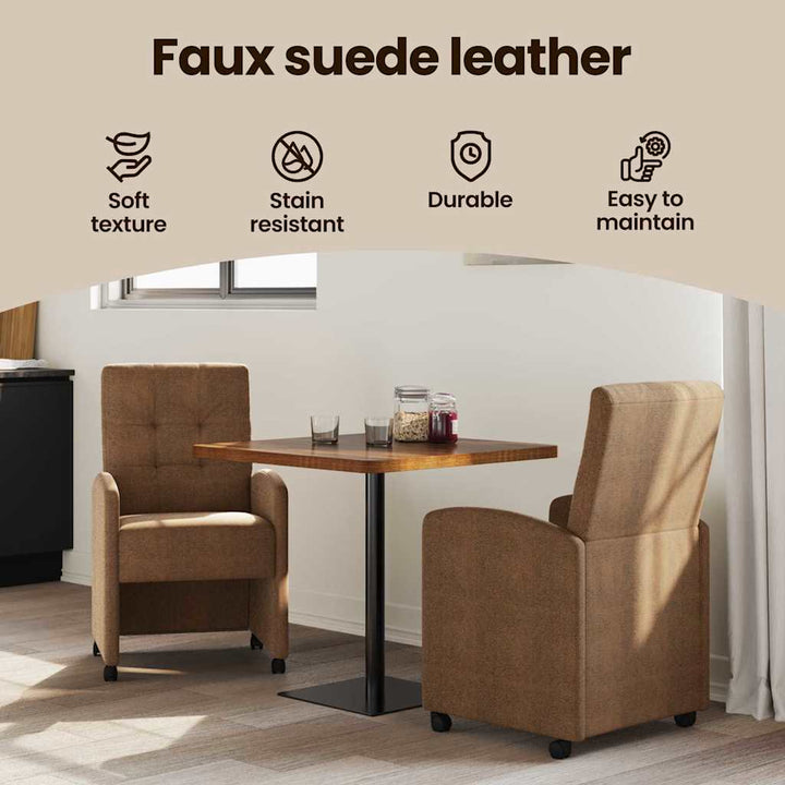 Spisebordsstole med hjul med hjul 2 pcs Brun 58 x 67 x 97 cm