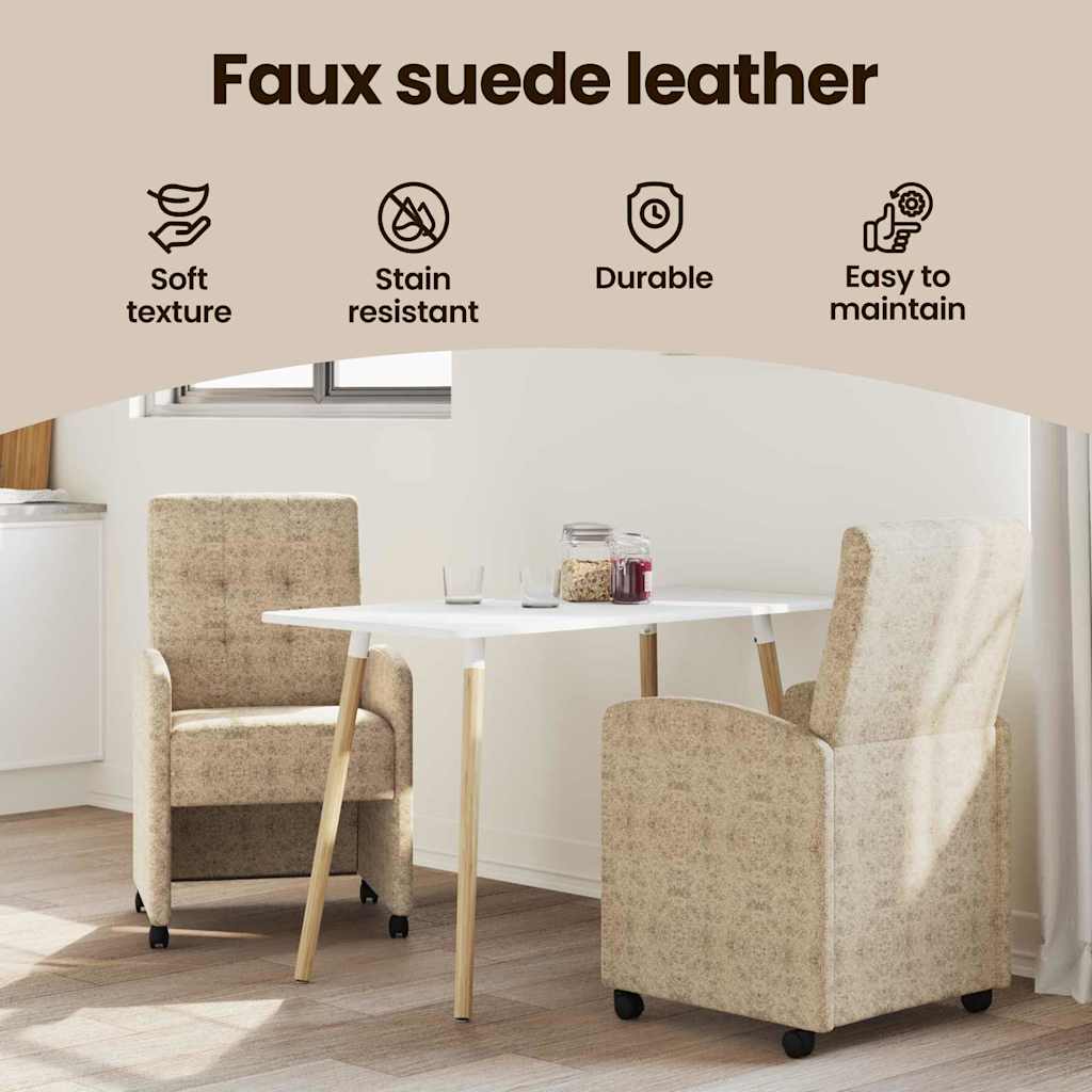 Spisebordsstole med hjul med hjul 2 pcs Lysegrå 58 x 67 x 97 cm