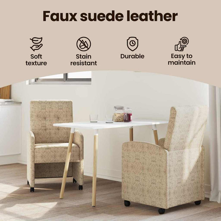 Spisebordsstole med hjul med hjul 2 pcs Lysegrå 58 x 67 x 97 cm