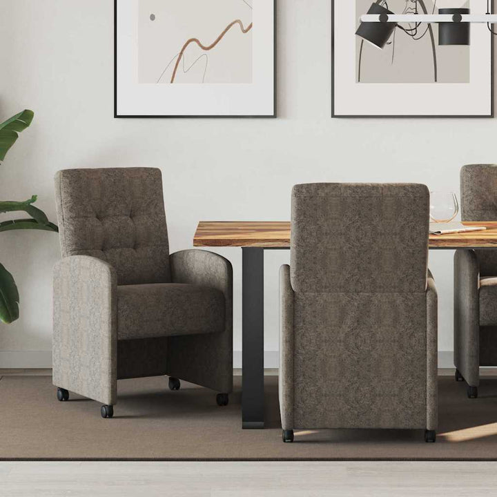 Spisebordsstole med hjul 2 stk. Faux suede læder Mørkegrå