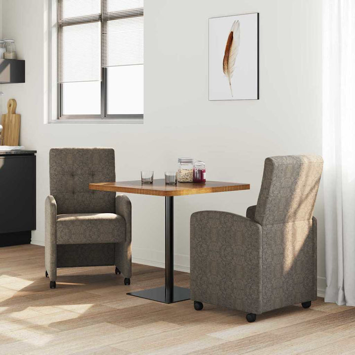 Spisebordsstole med hjul 2 stk. Faux suede læder Mørkegrå