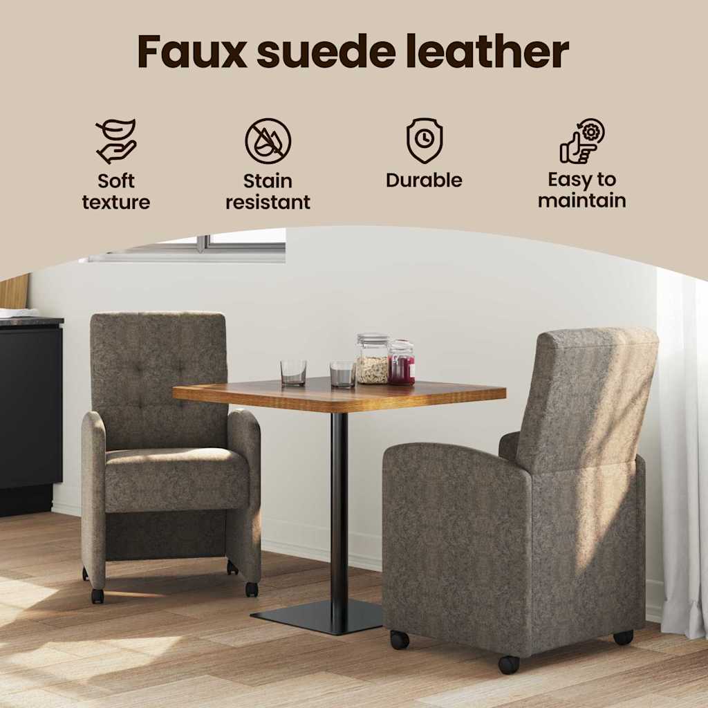 Spisebordsstole med hjul 2 pcs Mørkegrå 58 x 67 x 97 cm
