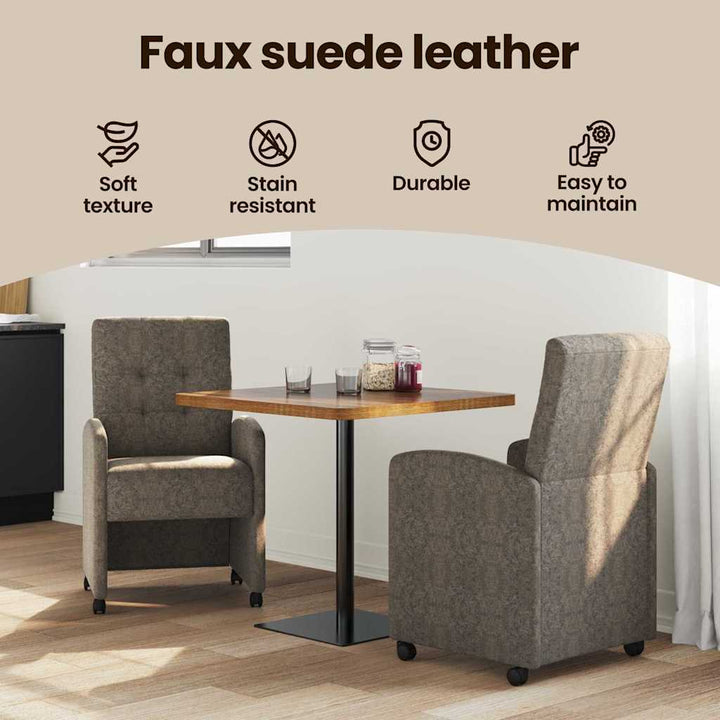 Spisebordsstole med hjul 2 pcs Mørkegrå 58 x 67 x 97 cm