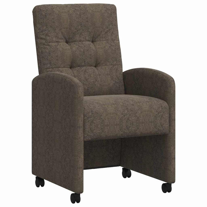 Spisebordsstole med hjul 2 stk. Faux suede læder Mørkegrå