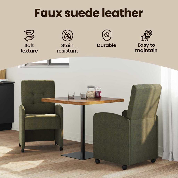 Spisebordsstole med hjul 2 pcs Army grøn 58 x 67 x 97 cm